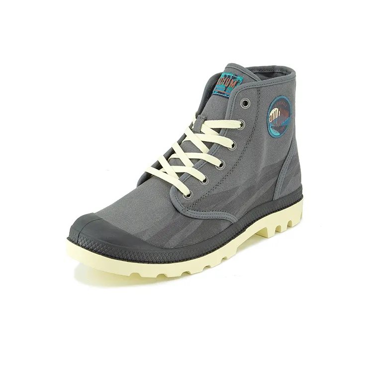 Palladium Pampa Hi Oasis Wear-Resistant Slip-Resistant High-Top Canvas Shoes Unisex Iron Gray-1