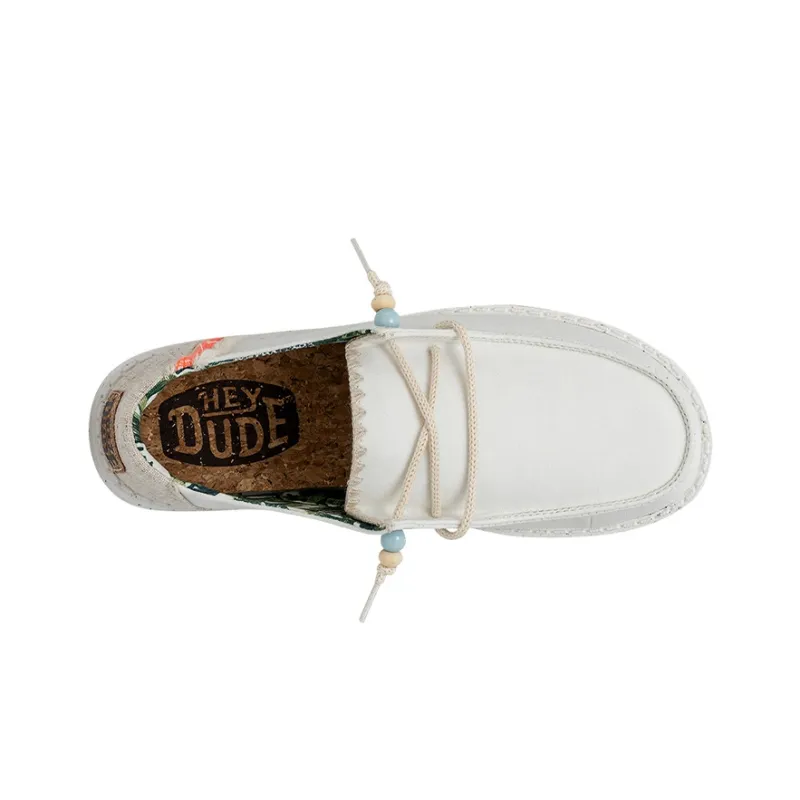 Heydude Canvas Shoes Women's Low Top Raw White-3
