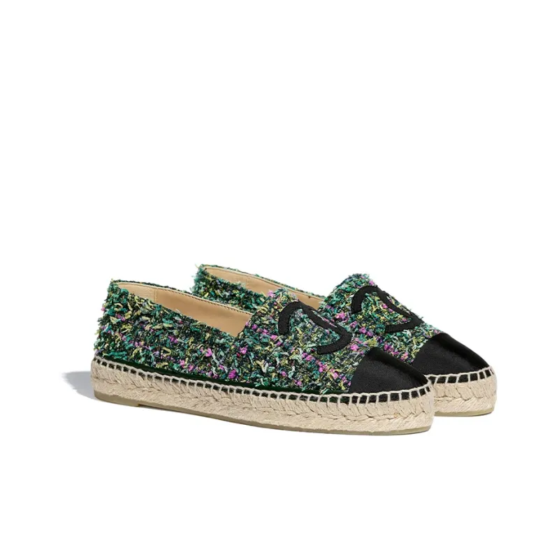 CHANEL Casual Single Shoes Women's Green Pink-3