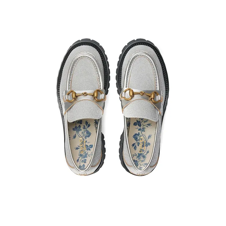 GUCCI Casual Single Shoes Women's Silver-2