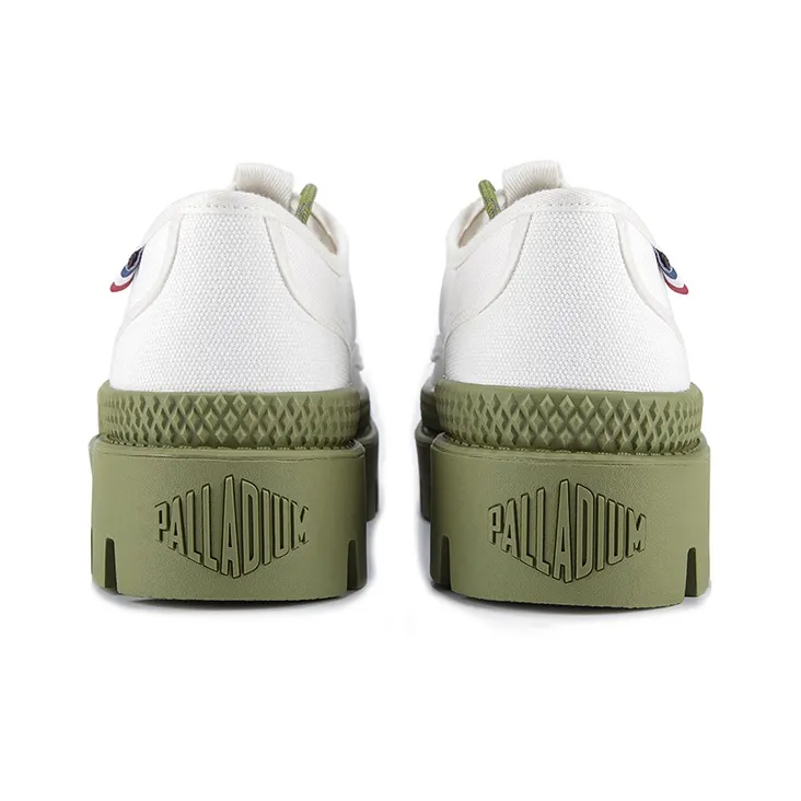 Palladium Pampa Anti Slip Wear Resistant Low Top Canvas Shoes Unisex Bright White Green-3