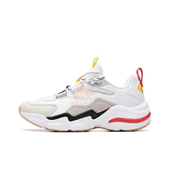 ANTA Chunky Sneakers Women's Low Top ANTA White/National Flag Yellow/Baby Pink