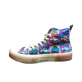 SHINCHAN x Kappa Wear Resistant Breathable Height Increasing High Top Canvas Shoes Unisex Aqua Blue