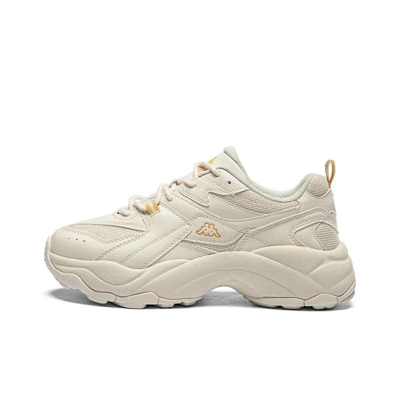 Kappa Anti-Slip Wear-Resistant Breathable Height Increasing Low-Top Chunky Sneakers Women's Beige Yellow-0