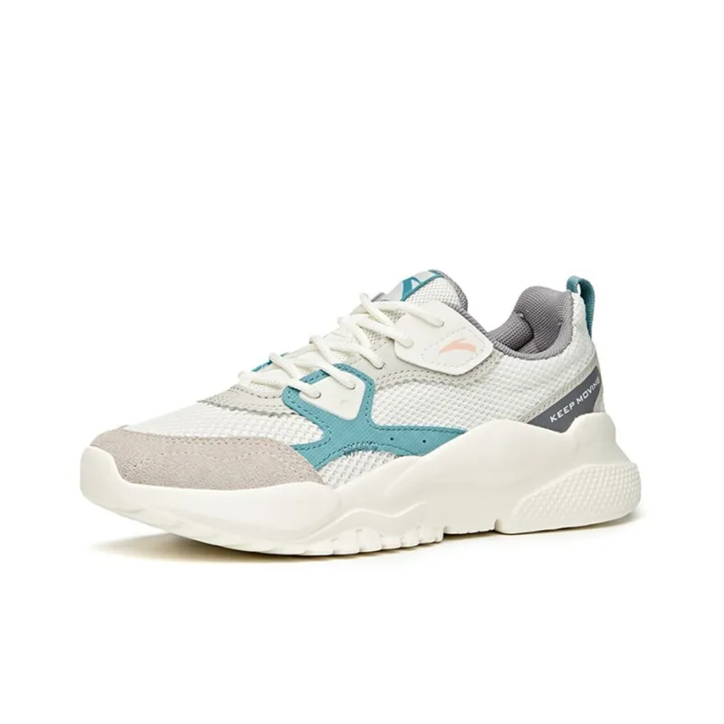 Anta Life Collection Cushioning Anti-Slip Wear-Resistant Breathability Low-Top Chunky Sneakers Women's White Gray Green-1