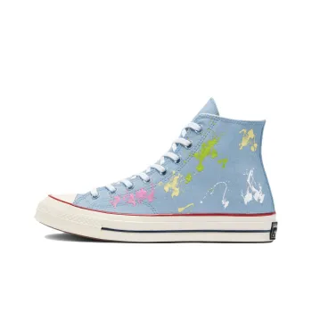 Converse 1970s Pastel Splash Anti-Slip Wear-Resistant Lightweight Coverage High-Top Canvas Shoes Unisex Blue