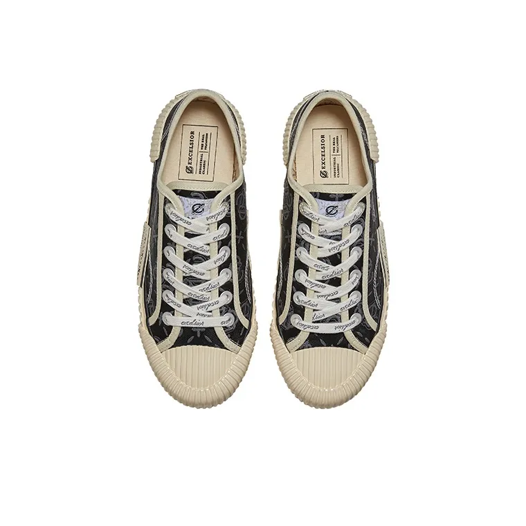 Excelsior Canvas Shoes Unisex Low Top Black White-3
