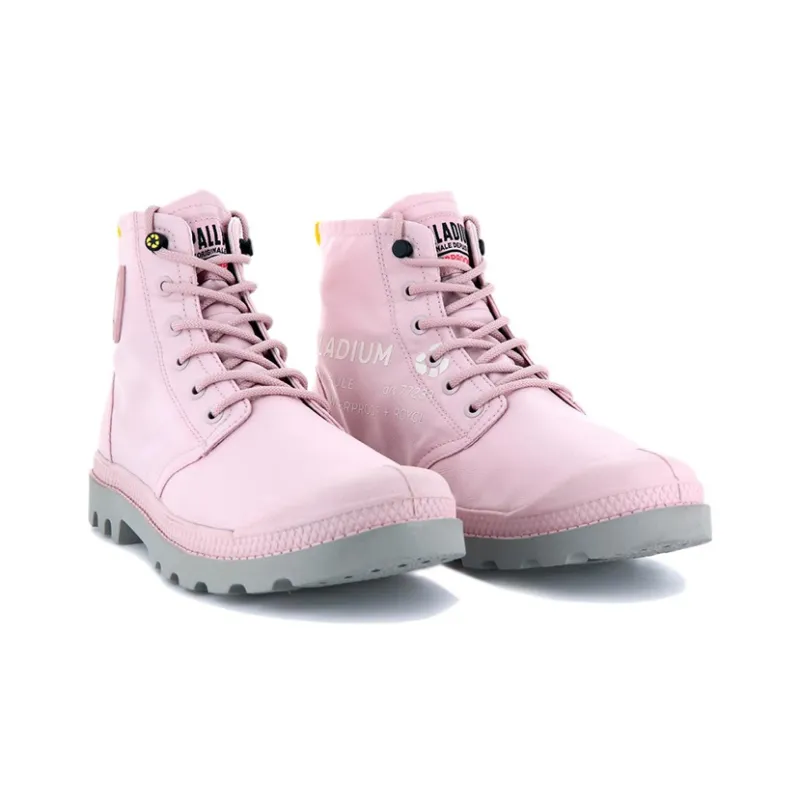 Palladium Pampa Rcycl Wp 2 Wear-resistant And Waterproof High-Top Canvas Shoes Unisex Pink-3