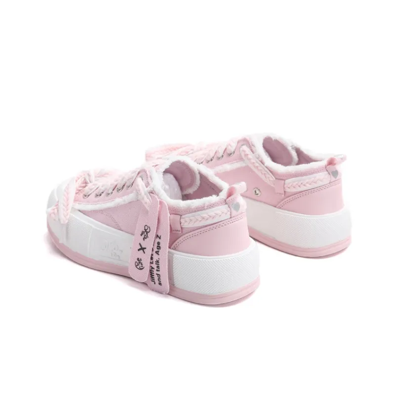 Jifffly Abrasion Resistant Breathable Height Increasing Low Top Canvas Shoes Women's Pink-4