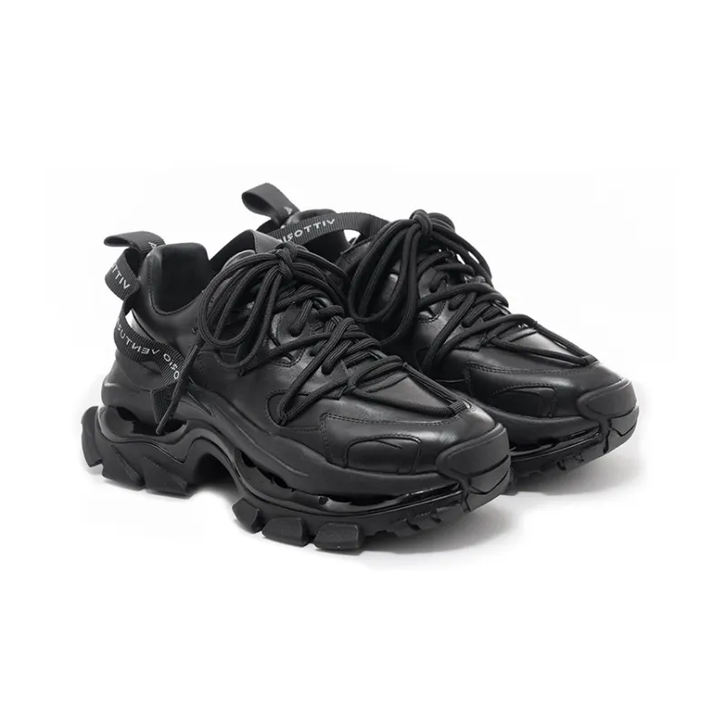 VITTORIO VENTURA Low Top Chunky Sneakers Women's Black-1