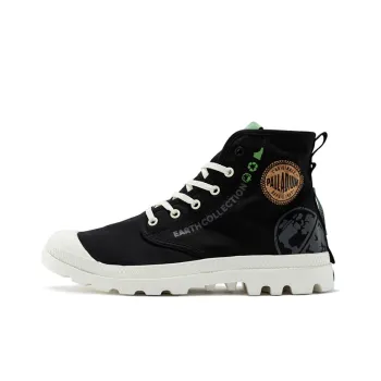 Palladium Pampa Organic Metro Anti Slip Wear Resistant Breathable Lightweight High Top Canvas Shoes Unisex Black White