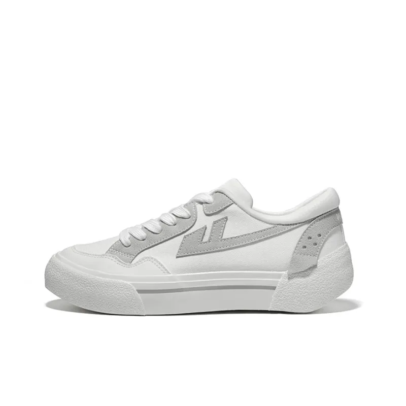 Warrior Wing Series Abrasion Resistant Slip Resistant Low Top Skateboard Shoes Unisex White Gray-0