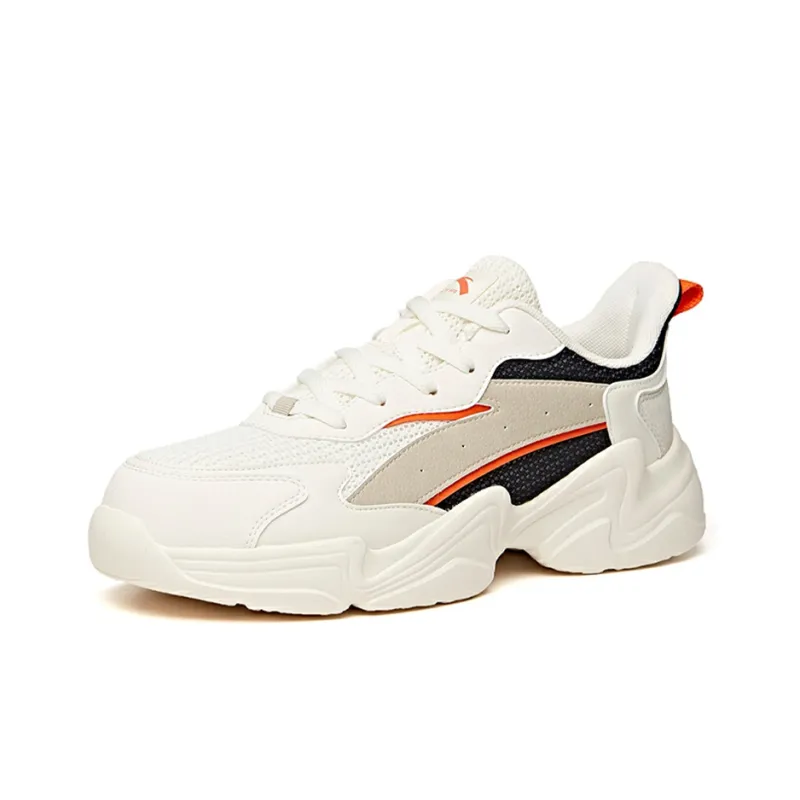 Anta Life Collection Durable Breathable Low Top Chunky Sneakers Men's White Black-1