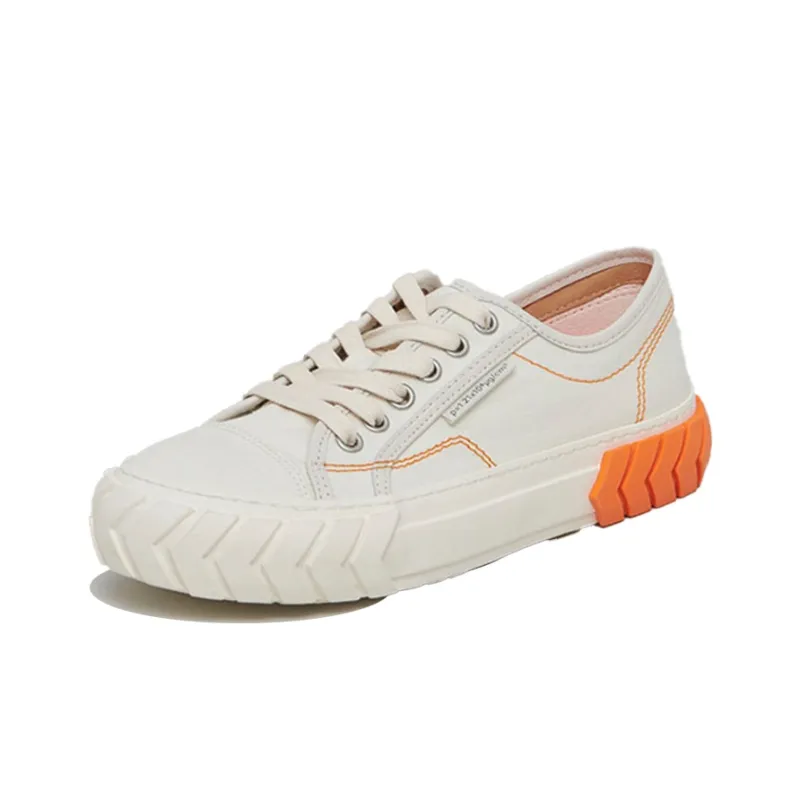 Both Canvas Shoes Women's Low Top White Orange-2