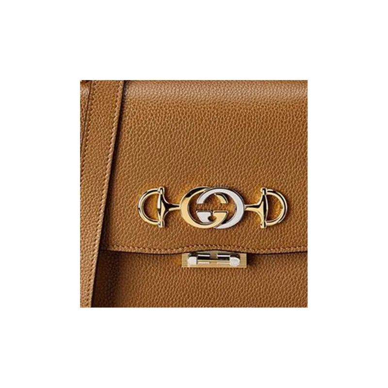 GUCCI Zumi Grained Leather Shoulder Bag Crossbody Bag Small Size Women's Brown-3