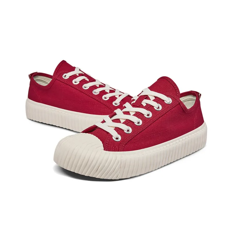 Kappa Anti Slip Wear Resistant Low Top Canvas Shoes Unisex Red White-3