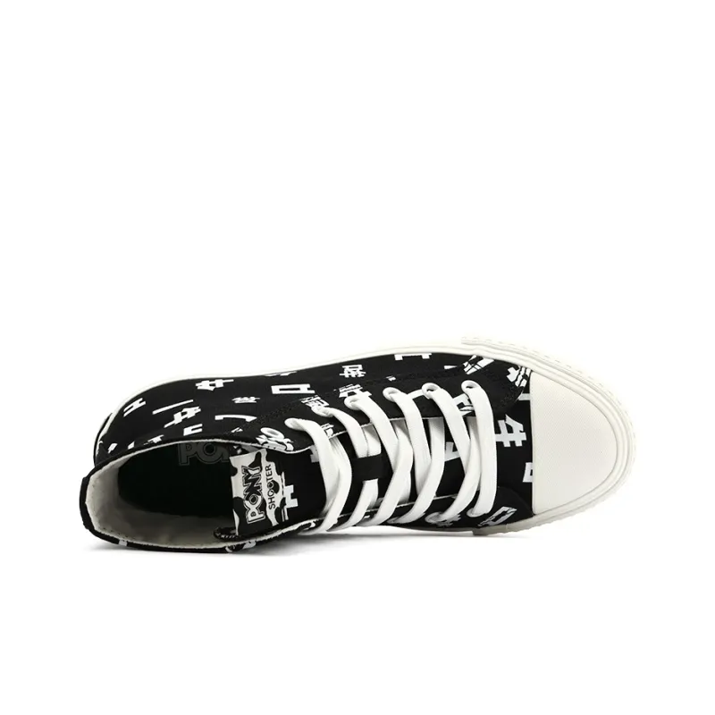 PONY Ox Year Edition Abrasion Resistant Coverage Lightweight High Top Canvas Shoes Unisex Black-3