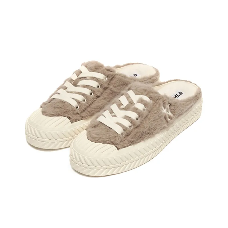 MLB Playball Mule Lightweight Thermal Height Increasing Low Top Canvas Shoes Unisex Brown-1