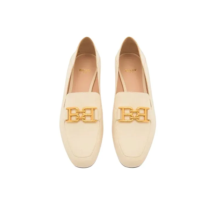 BALLY Ella 10mm Logo-plaque Leather Loafers-3