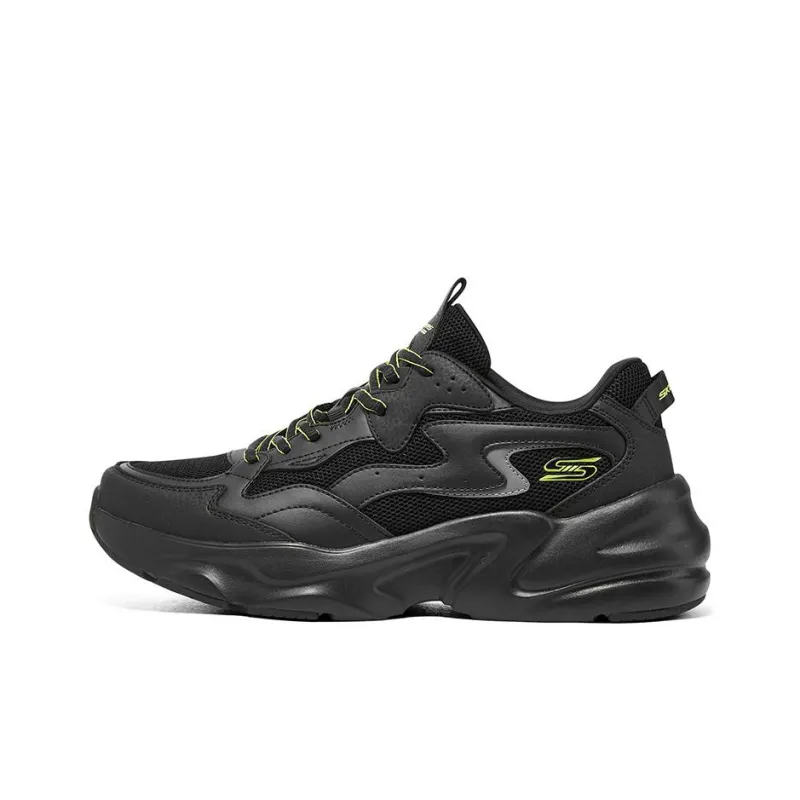 Skechers D'LITES Cushioned Breathable Impact Resistant Low Top Chunky Sneakers Men's Black-0