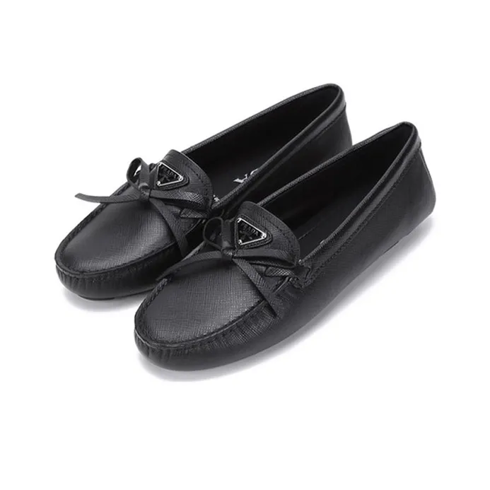 PRADA Saffiano Leather Driving Loafers 'Black' Women's-2