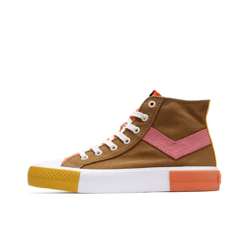 Pony Canvas Shoes Women's High-Top Brown Pink