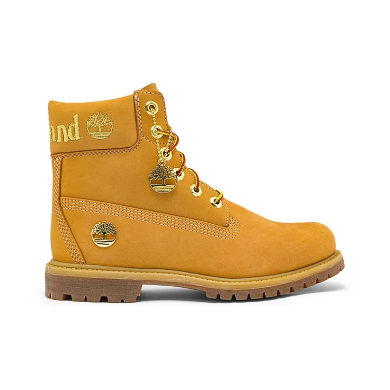 Timberland 6 Inch Premium Waterproof Boots 'Wheat Nubuck With Gold Logo' Women's-1