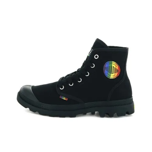 Palladium Pampa Pride Wear-Resistant High-Top Canvas Shoes Unisex Raven
