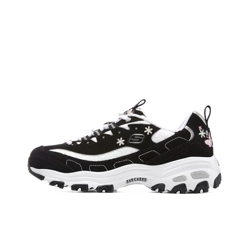 Skechers D'Lites 1.0 Chunky Sneakers Women's Low Top Black/White/Silver-0