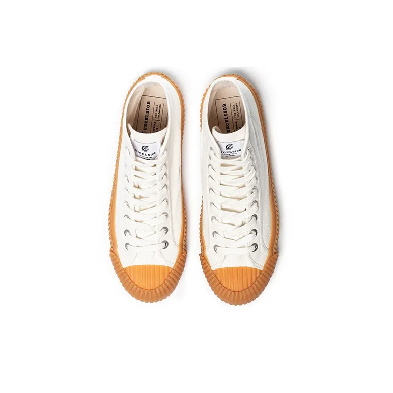 Excelsior Canvas Shoes Unisex High Top Steam White/Caramel-3