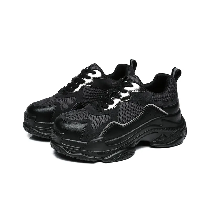 EVERAU Chunky Sneakers Women's Low Top Black-2
