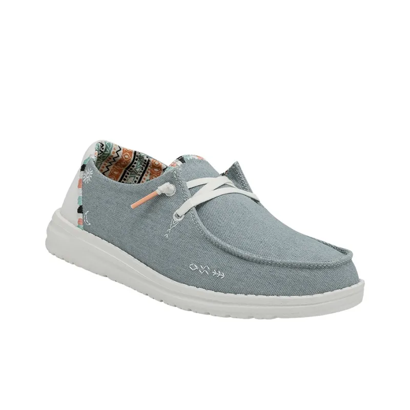 Heydude Canvas Shoes Women's Low Top Light Denim Blue-3
