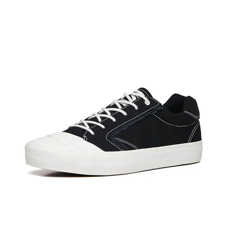 Anta Life Collection Anti Slip Wear Resistant Low Top Canvas Shoes Men's Black White-2