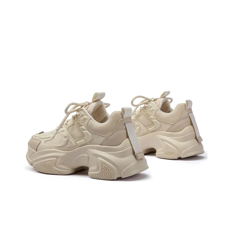 PACO GIL Chunky Sneakers Women's Low Top Beige Apricot-3