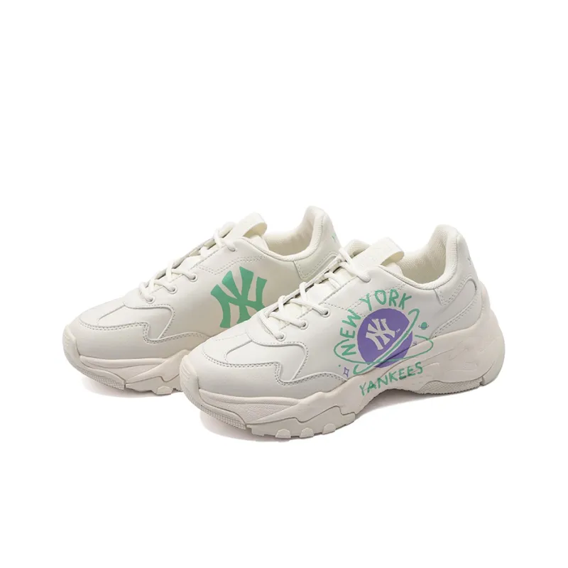 MLB Big Ball Chunky Planet Cushioning Anti Slip And Wear Resistant Low Top Chunky Sneakers Unisex White Green-2