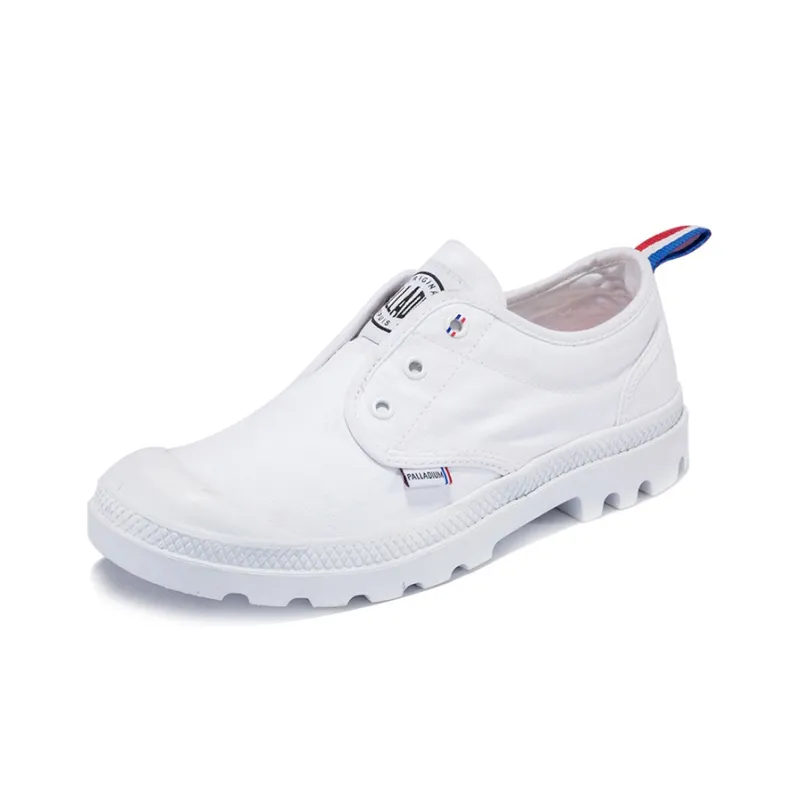 Palladium Pampa Oxford Slip On Wear resistant And Lightweight Low Top Canvas Shoes Unisex White-2