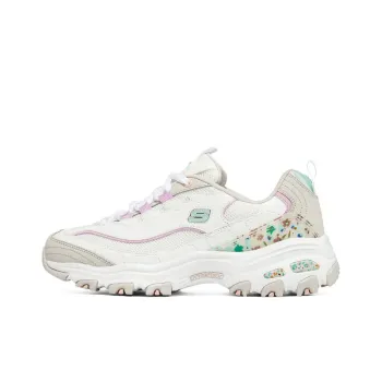 Skechers D'LITES 1.0 Anti Slip Wear Resistant Low Top Chunky Sneakers Women's White Gray Pink