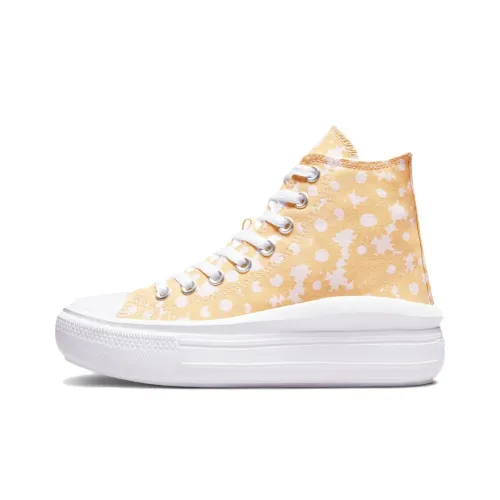 Converse Chuck Taylor All Star Move Platform Anti Slip Wear Resistant High Top Canvas Shoes Women's White Yellow