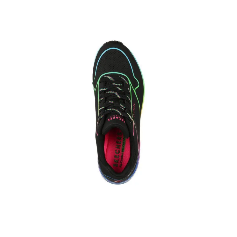 Skechers Uno Pop Of Sunshine Cushioning Anti-Slip And Wear-Resistant Low-Top Chunky Sneakers Women's Black-3