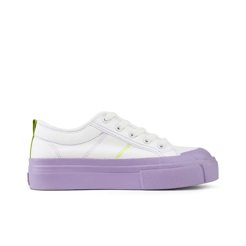 WARRIOR Canvas Shoes Women's Low Top White/Purple-1