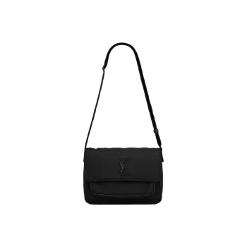 SAINT LAURENT Niki Fabric With Cow Leather Messenger Bag, Crossbody Bag, Shoulder Bag Men's Black