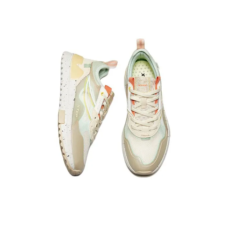 XTEP Light year 2.0 Casual Shoes Women's Low Top Tea White/Oily Gray Pink/Foam Green-2