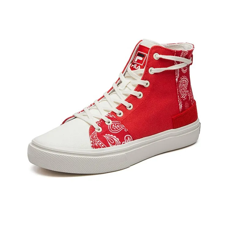 FILA FUSION Canvas Shoes Women's High Top Dark Blue/Fire Red-1