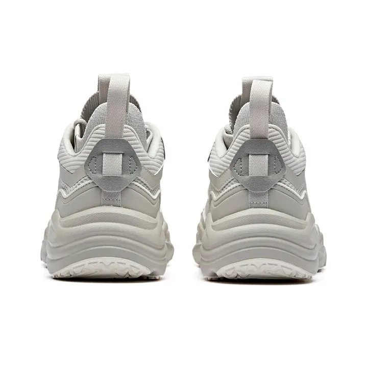 Anta Cushioned Slip-Resistant Breathable Coverage Mid-Top Chunky Sneakers Men's Light Gray-4
