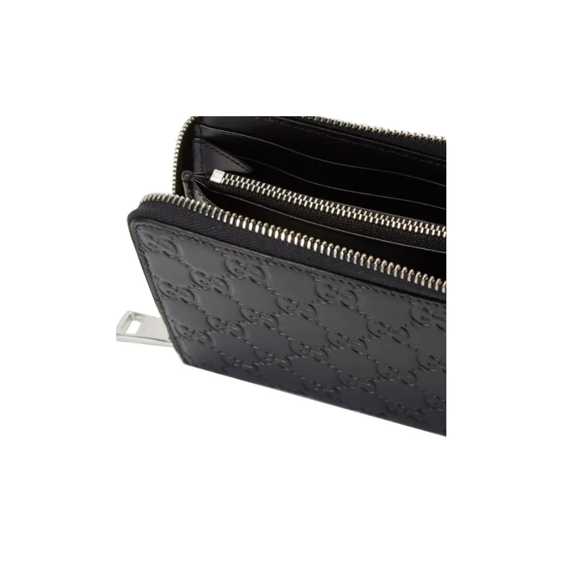 GUCCI Genuine Leather Clutch Men's Black-4