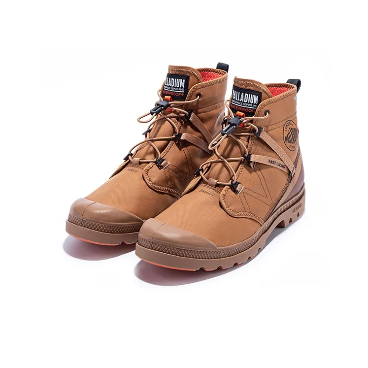 Palladium Pampa Travel Lite Anti-Slip And Wear-Resistant Lightweight High-Top Canvas Shoes Unisex Red Sugar Brown-1