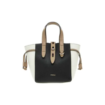 Furla Net Collection Calfskin Tote Bag Shopping Bag Handbags Mini Women's Black