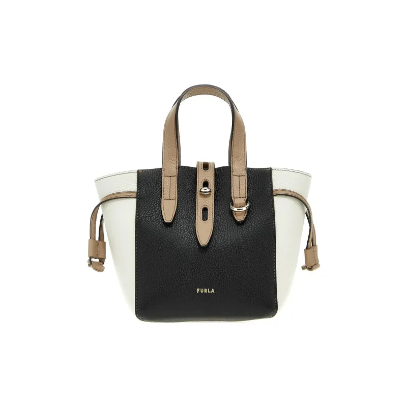 Furla Net Collection Calfskin Tote Bag Shopping Bag Handbags Mini Women's Black-1