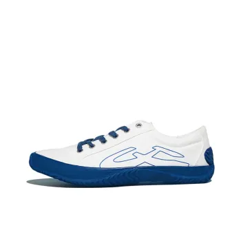 URBANHOOD Anti Slip Wear Resistant Low Top Canvas Shoes Unisex White Blue