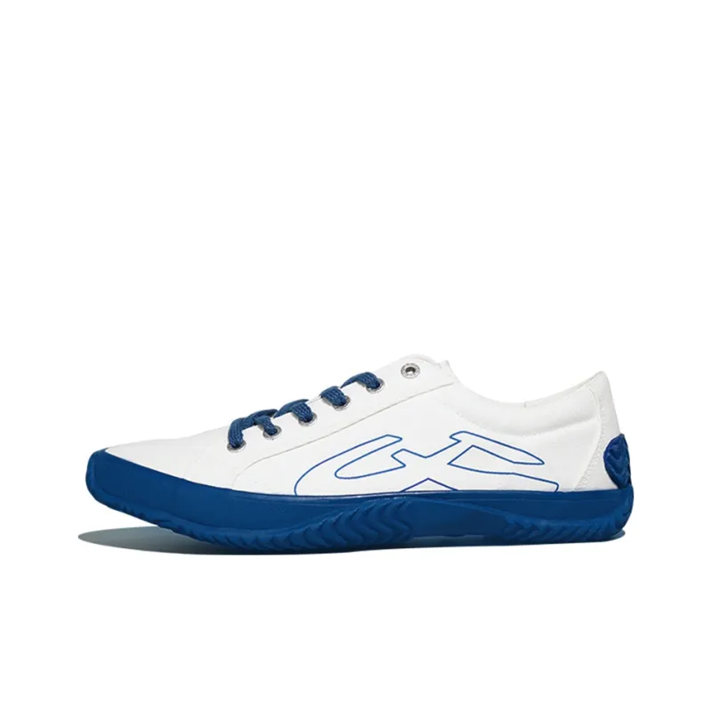URBANHOOD Anti Slip Wear Resistant Low Top Canvas Shoes Unisex White Blue-0